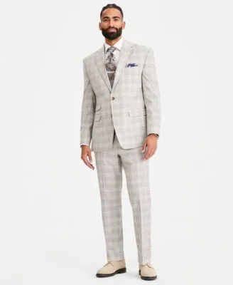 Classic Fit Plaid Suit Separates by Tayion Collection