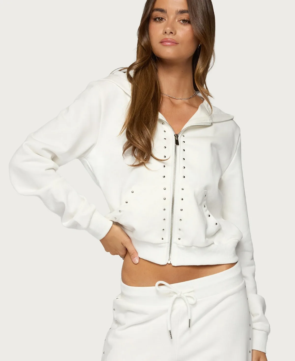 Enid Studded Zip Up Hoodie by Edikted