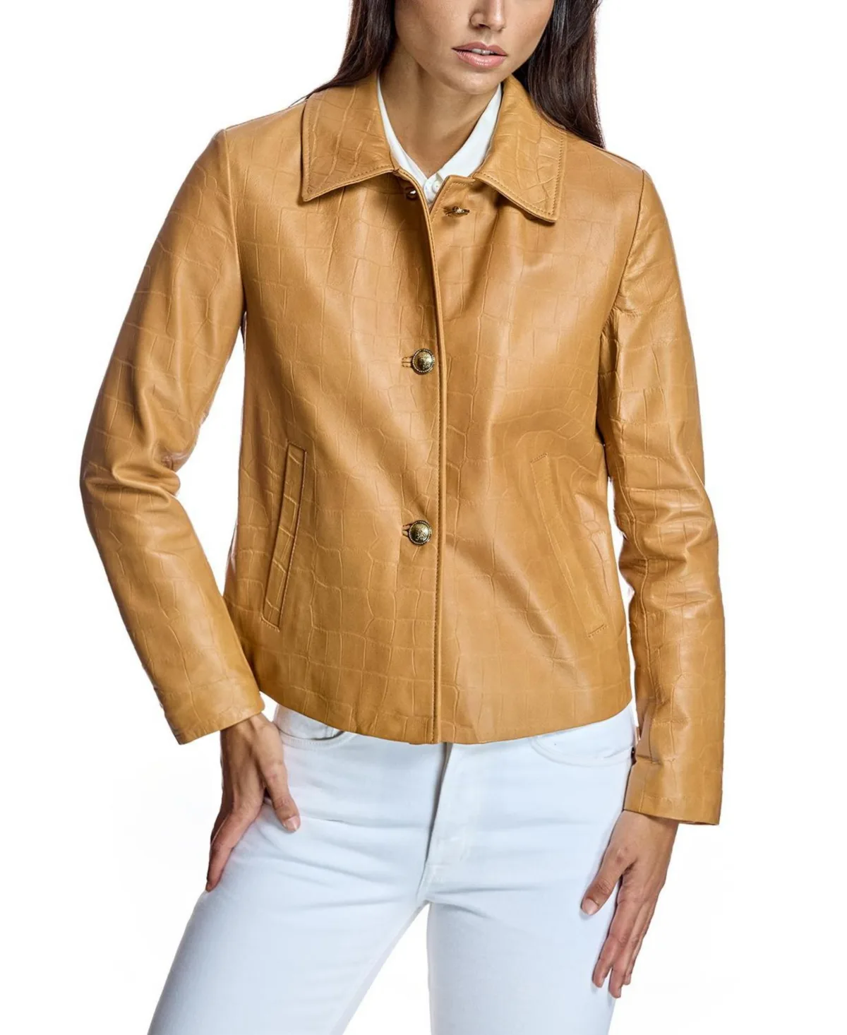 Julia & Stella by Maximilian Croc Stamped Leather Jacket by Julia & Stella by Maximilian