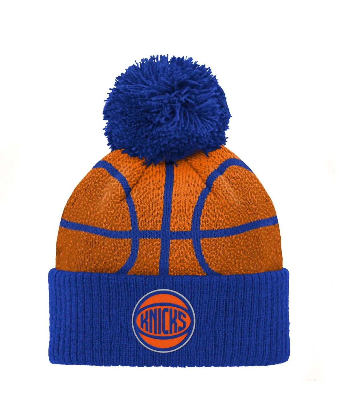 New York Knicks Basketball Head Cuffed Knit with Pom Hat by Outerstuff