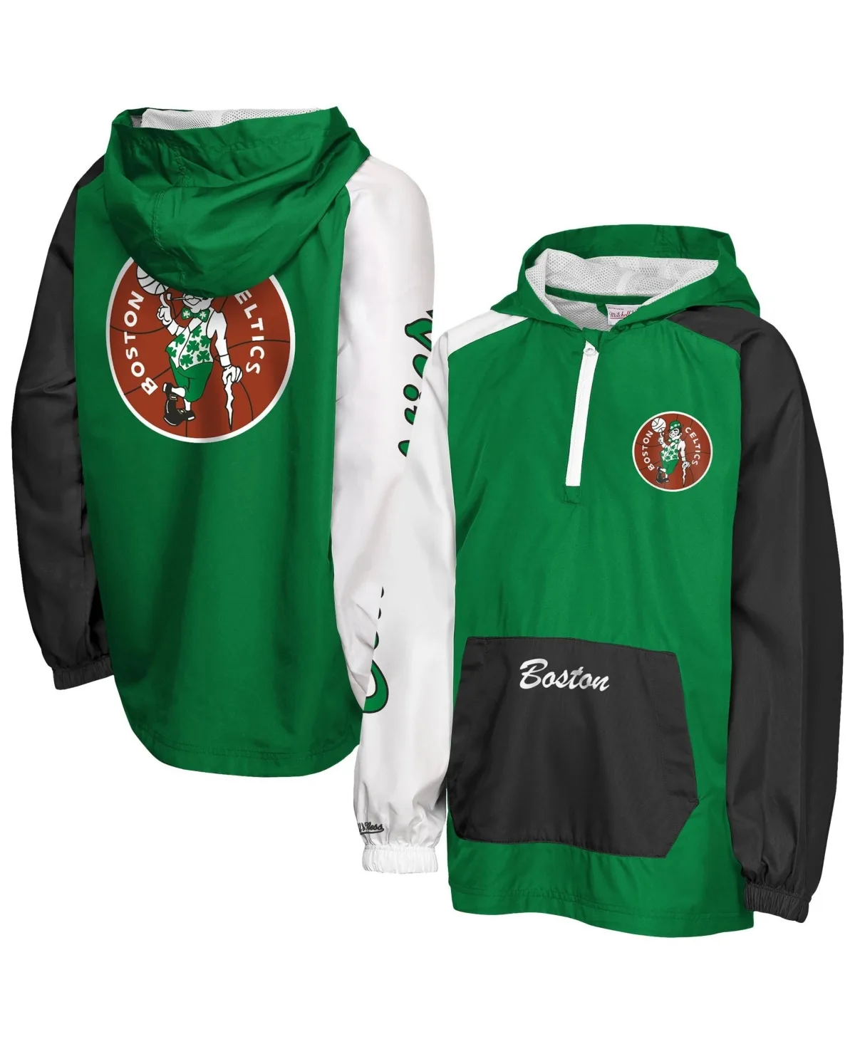 Boston Celtics Playoff Anorak Quarter-Zip Windbreaker by Mitchell & Ness