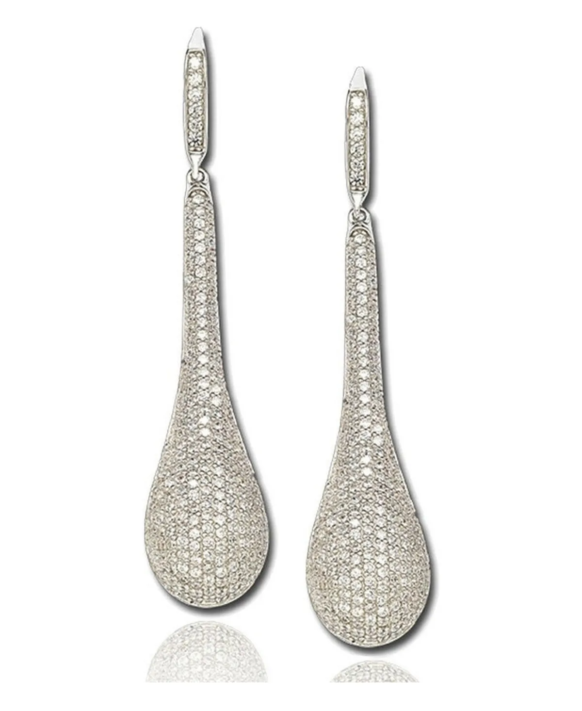 Sterling Silver Cubic Zirconia Teardrop Earrings by Suzy Levian New York