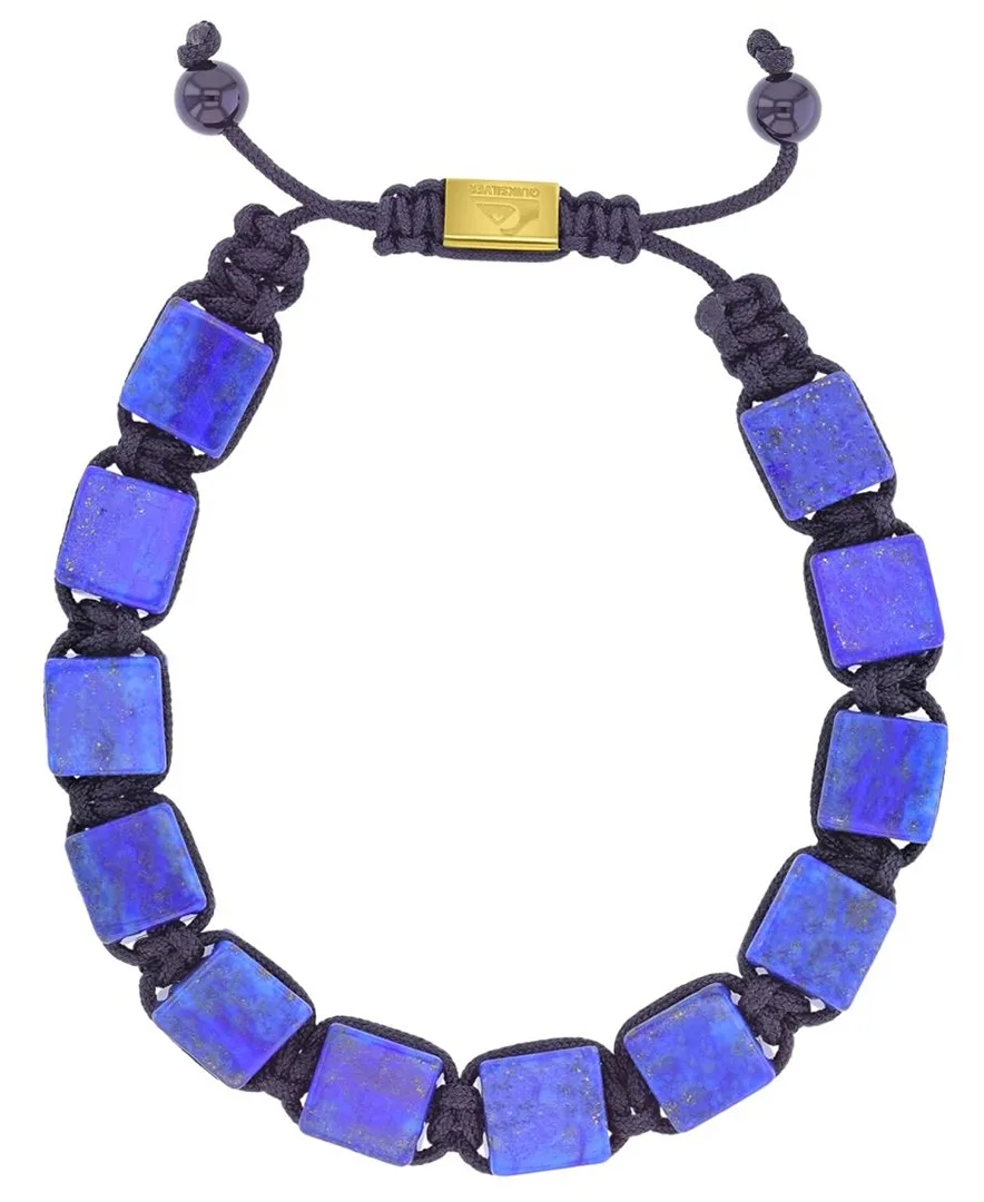 18k Gold-Plated Steel Lapis Adjustable Bracelet