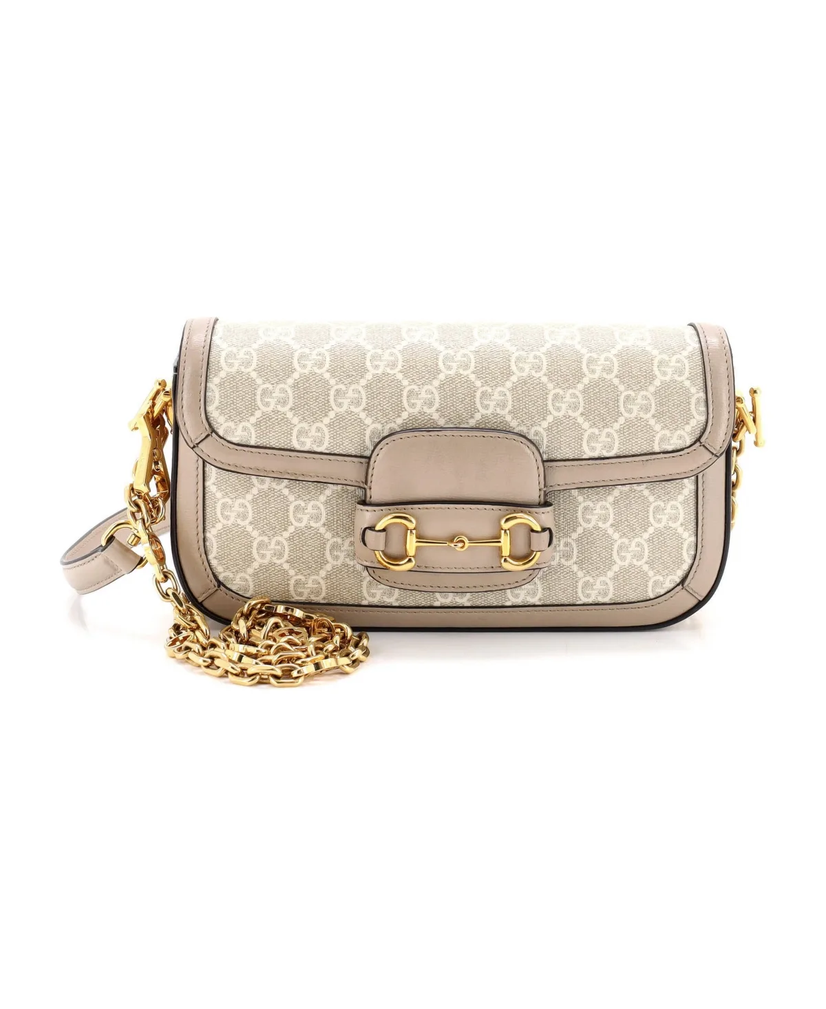 Pre-Owned East West Horsebit 1955 Shoulder Bag Gg Coated Canvas with Leather by Gucci