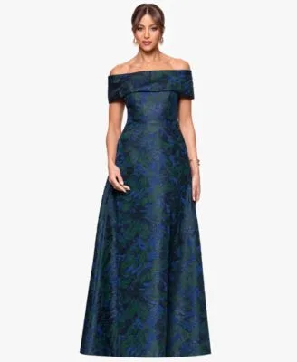 Jacquard Off the Shoulder Ball Gown by Xscape