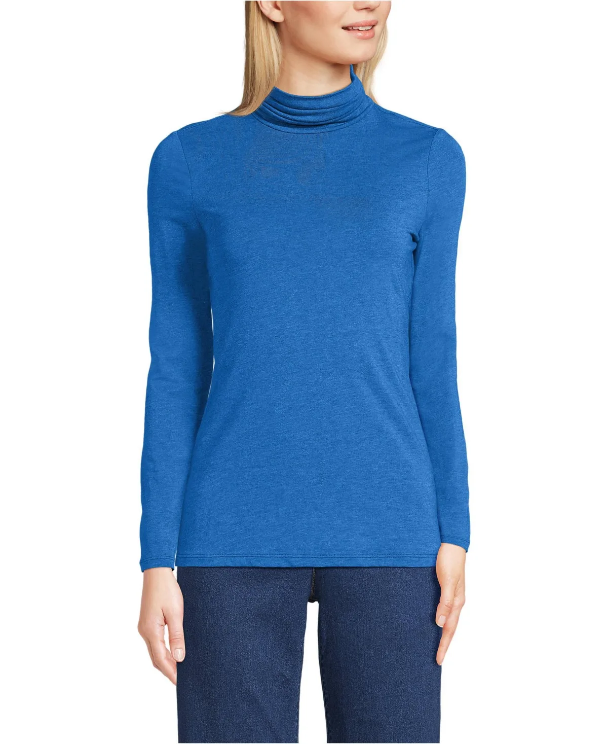Tall Lightweight Jersey Skimming Long Sleeve Turtleneck by Lands' End