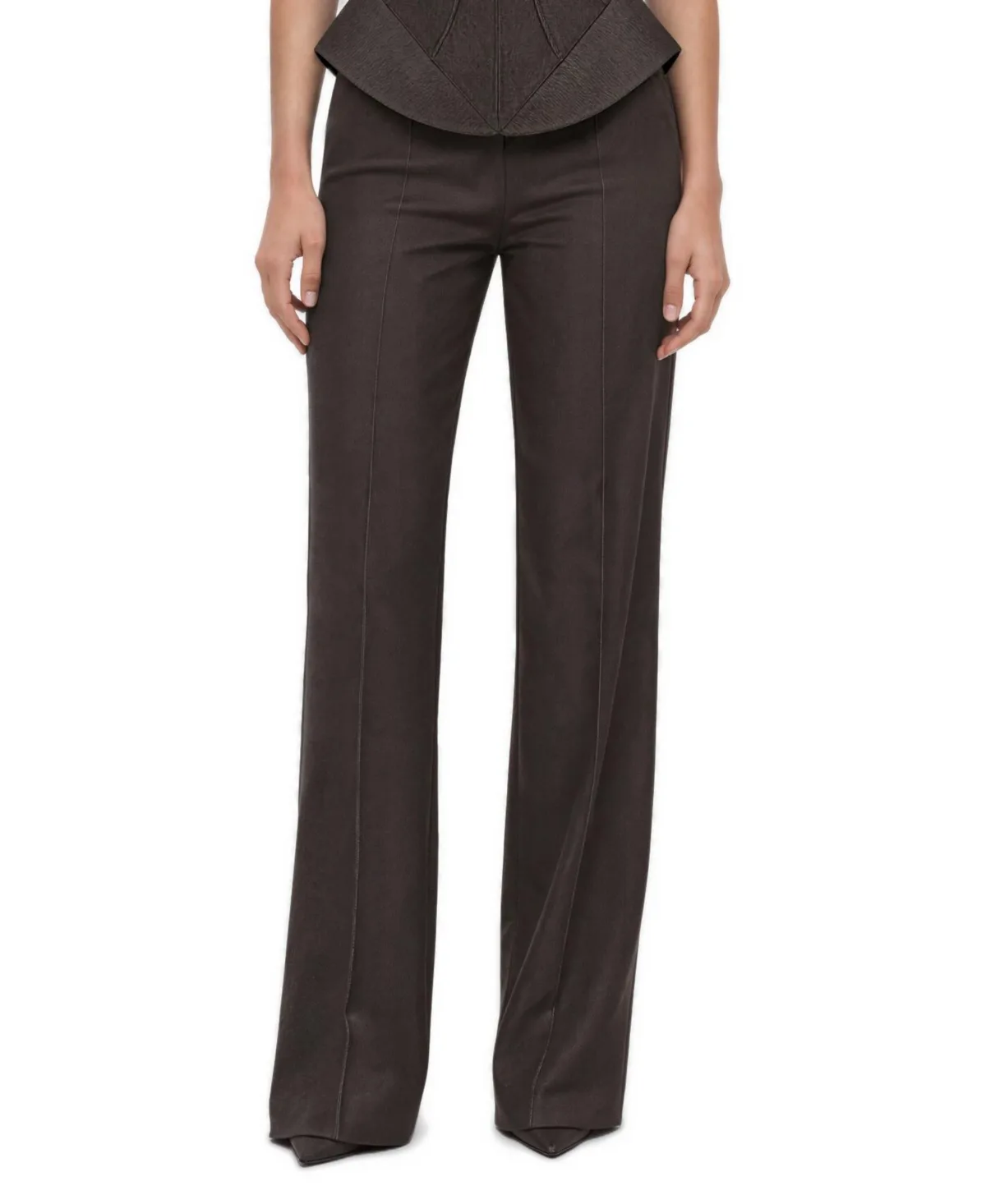 Pressed Crease Straight Leg Trousers by Nocturne