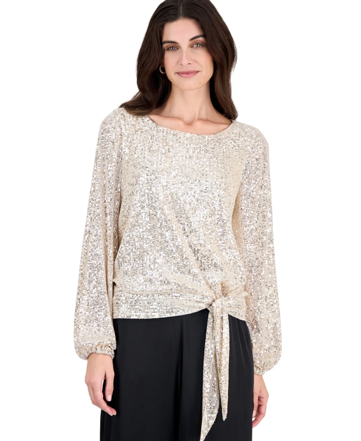 Sequin Long-Sleeve Blouse