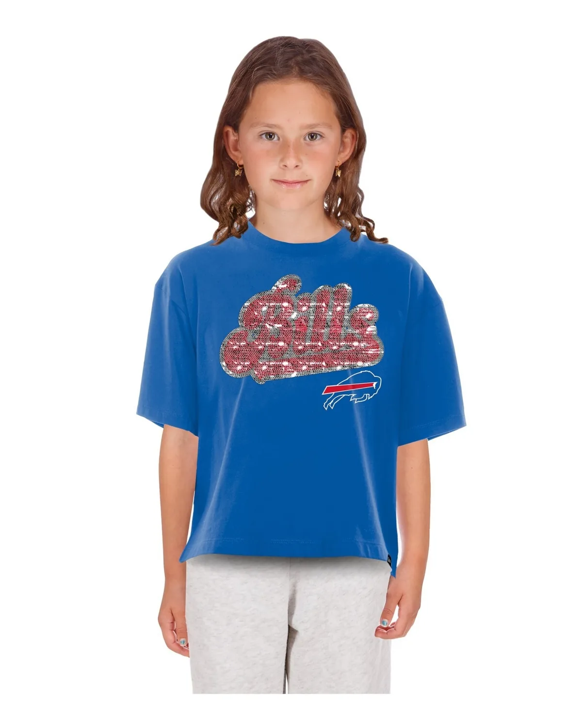 Buffalo Bills Flip Sequin Boxy T-Shirt by New Era
