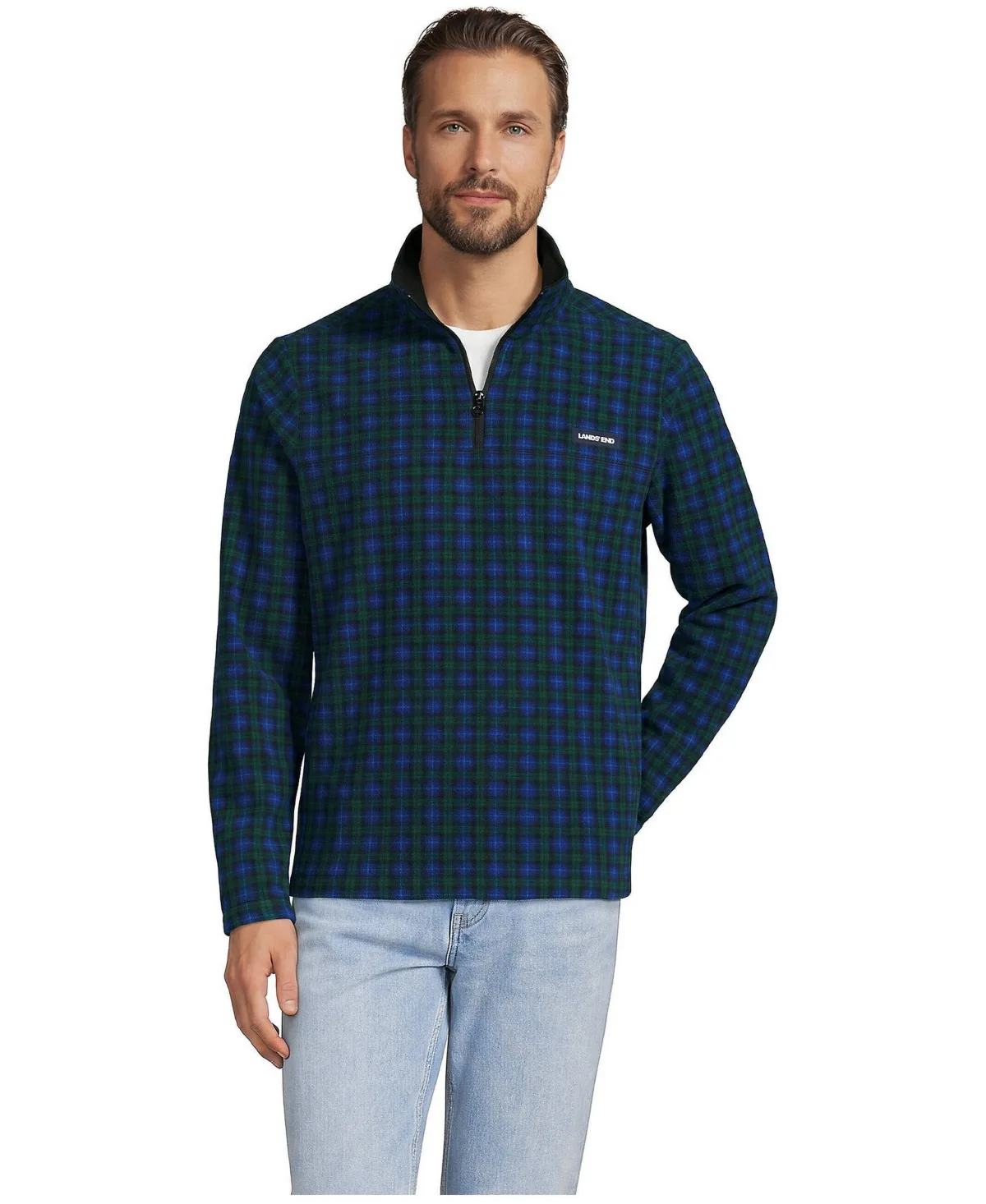 Anyweather Mock-Neck Fleece Quarter-Zip Pullover by Lands' End