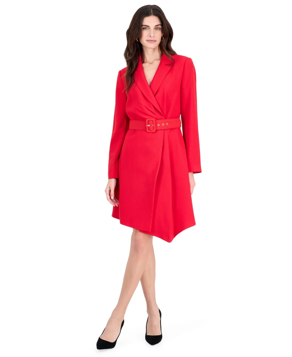 Asymmetrical Belted Coatdress by Tahari
