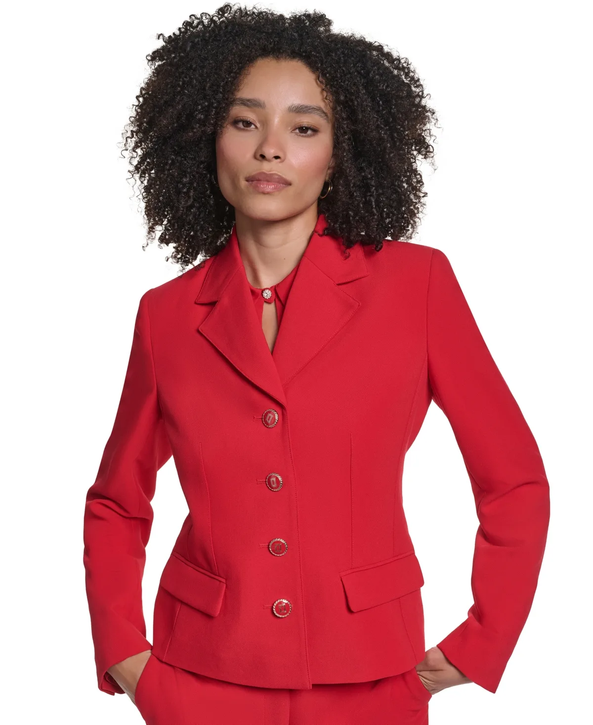 Cropped Long-Sleeve Woven Blazer