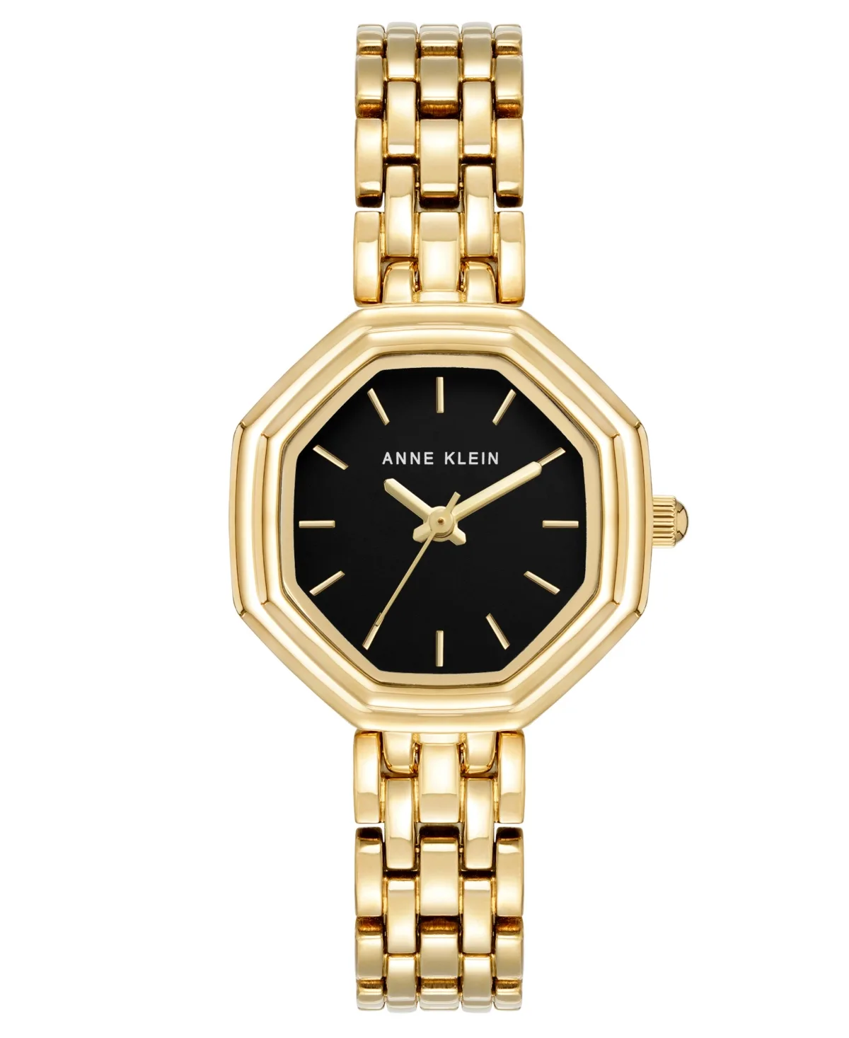 Quartz Hexagonal Water-Resistant Gold-Tone Alloy Metal Bracelet Watch 35mm