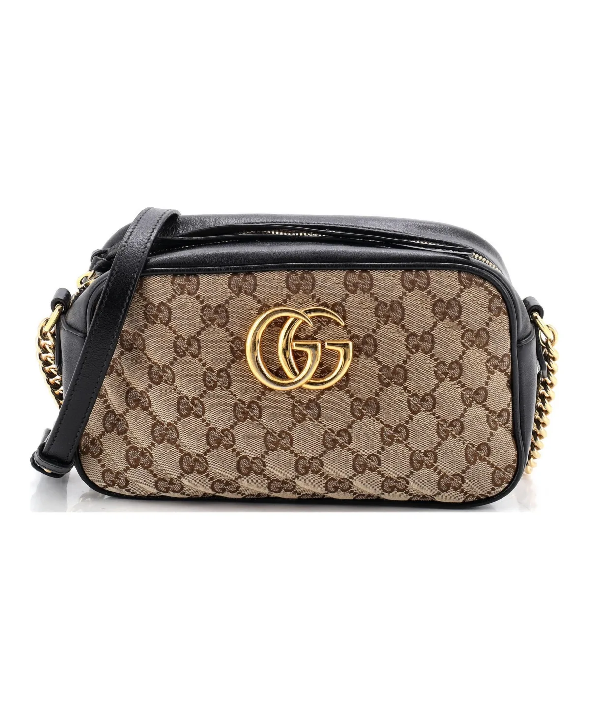 Pre-Owned Small Gg Marmont Shoulder Bag Diagonal Quilted Gg Canvas with Leather by Gucci