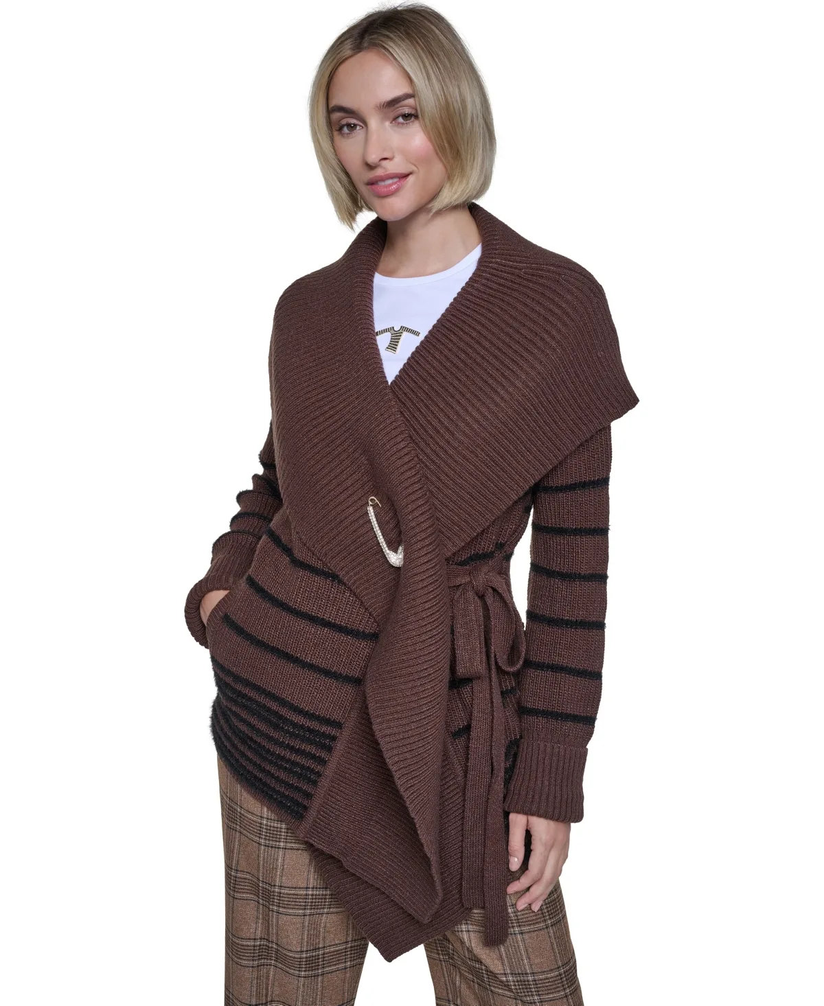 Shawl-Collar Striped Cardigan by Sonia Rykiel