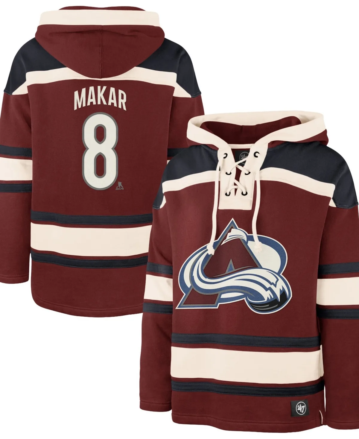 Cale Makar Colorado Avalanche Player Name Number Lacer Hoodie by 47 Brand