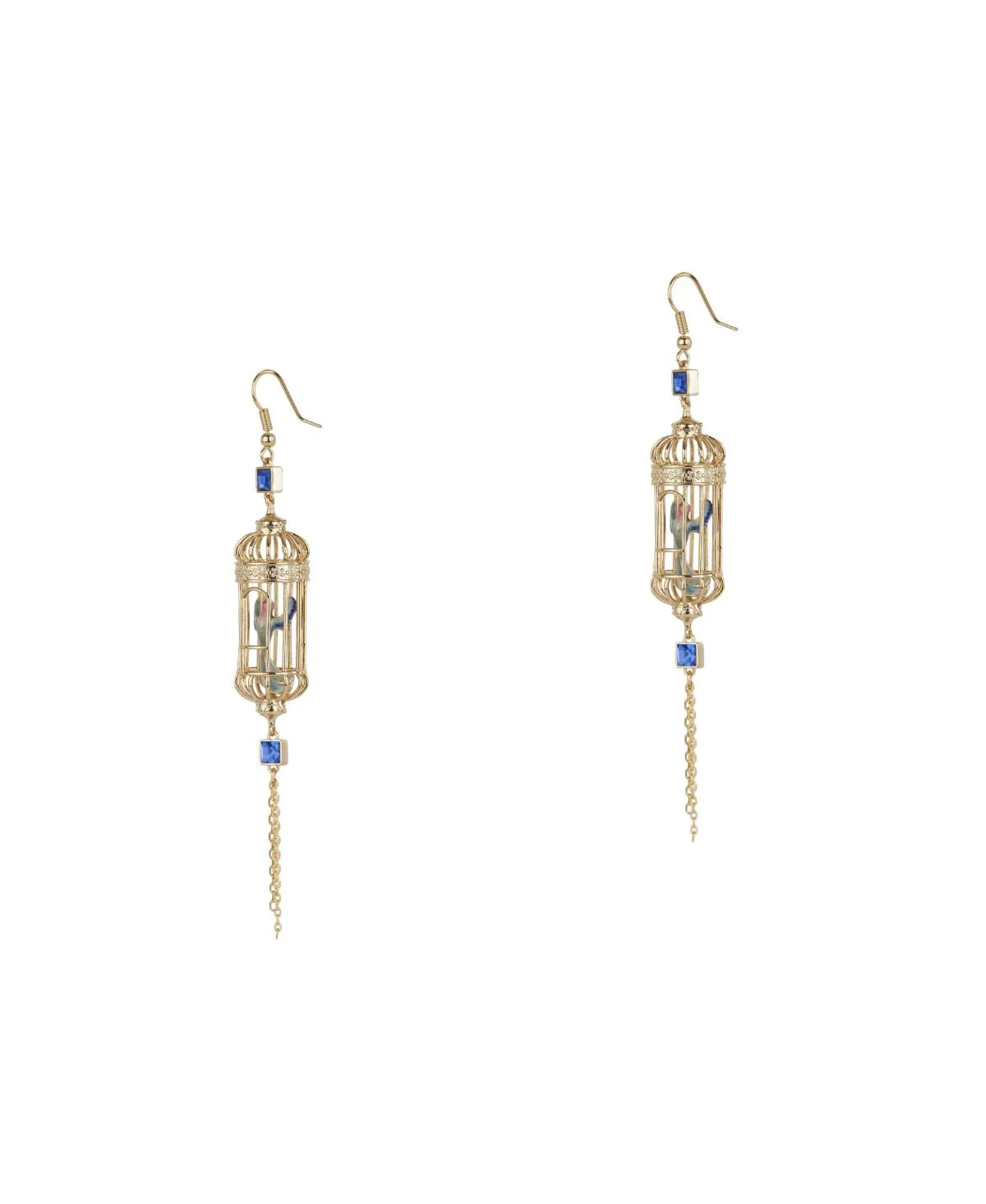 Crystal Gold-Plated Birdcage Drop Earrings by Bill Skinner Studio
