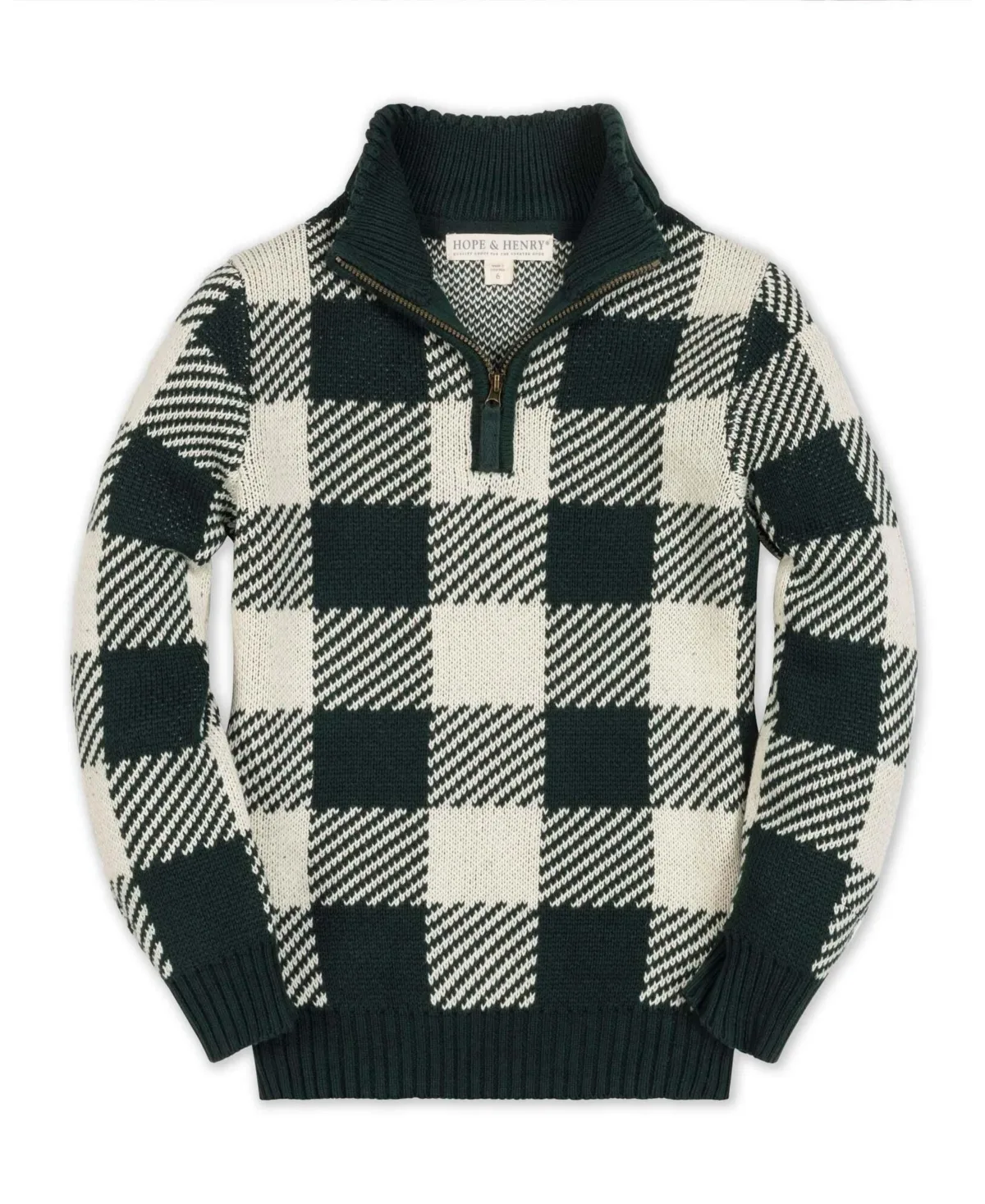 Intarsia Mock-Neck Half-Zip Sweater by Hope & Henry