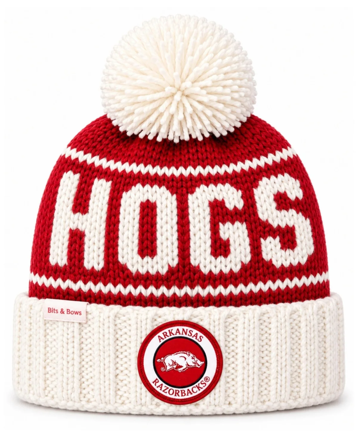 Arkansas Razorbacks Pom Pom Knit Beanie by Bits & Bows