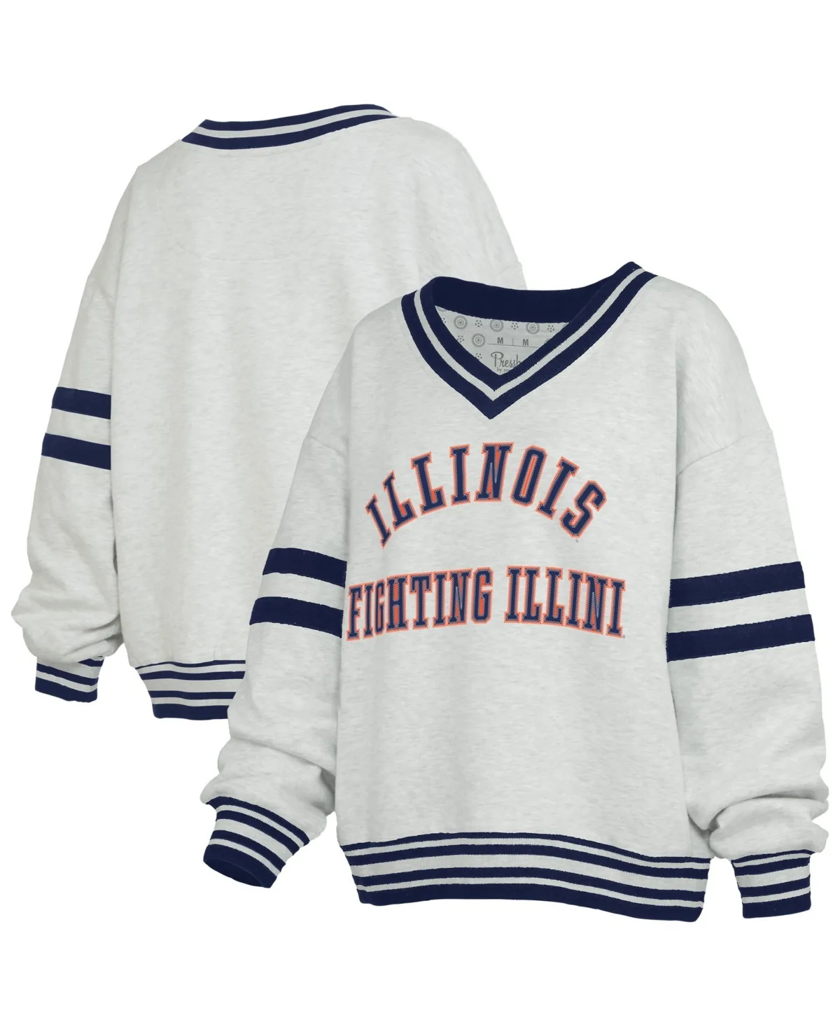 Illinois Fighting Illini Oates Oversized Dropped-Shoulder V-Neck Sweatshirt by Pressbox