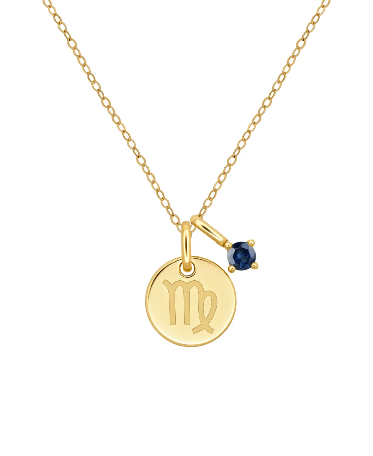 Sapphire Virgo Zodiac Pendant Necklace (1/6 ct. t.w.) in 14k Yellow Gold by Macy's