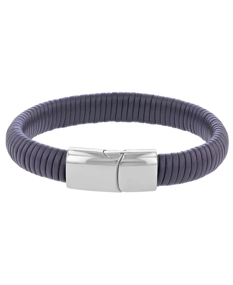 Platinum-Plated Cylinder Lock Leather Cord Bracelet
