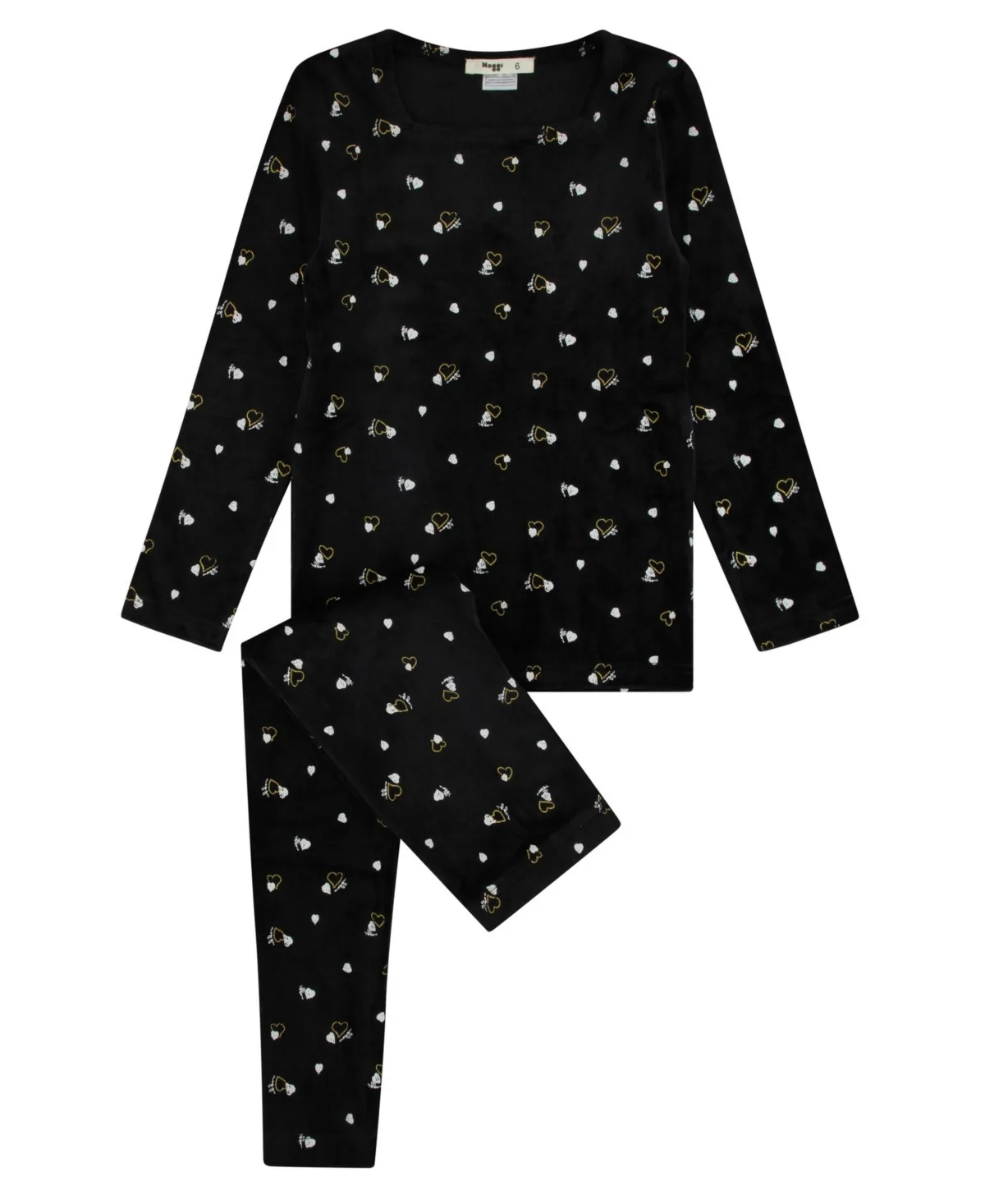Long-Sleeve Velour Heart-Print Top and Pants, 2-Piece Set by Noggiwear