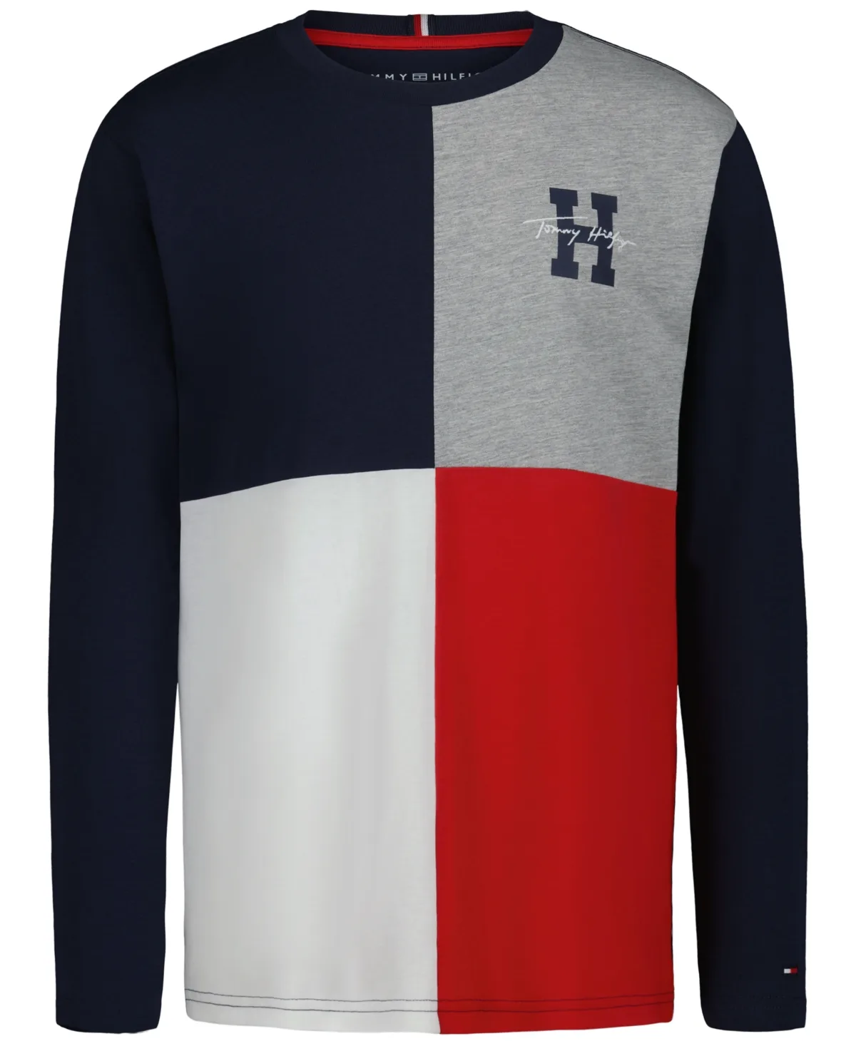 Quad Pieced Long-Sleeve Crewneck Colorblock T-Shirt by Tommy Hilfiger