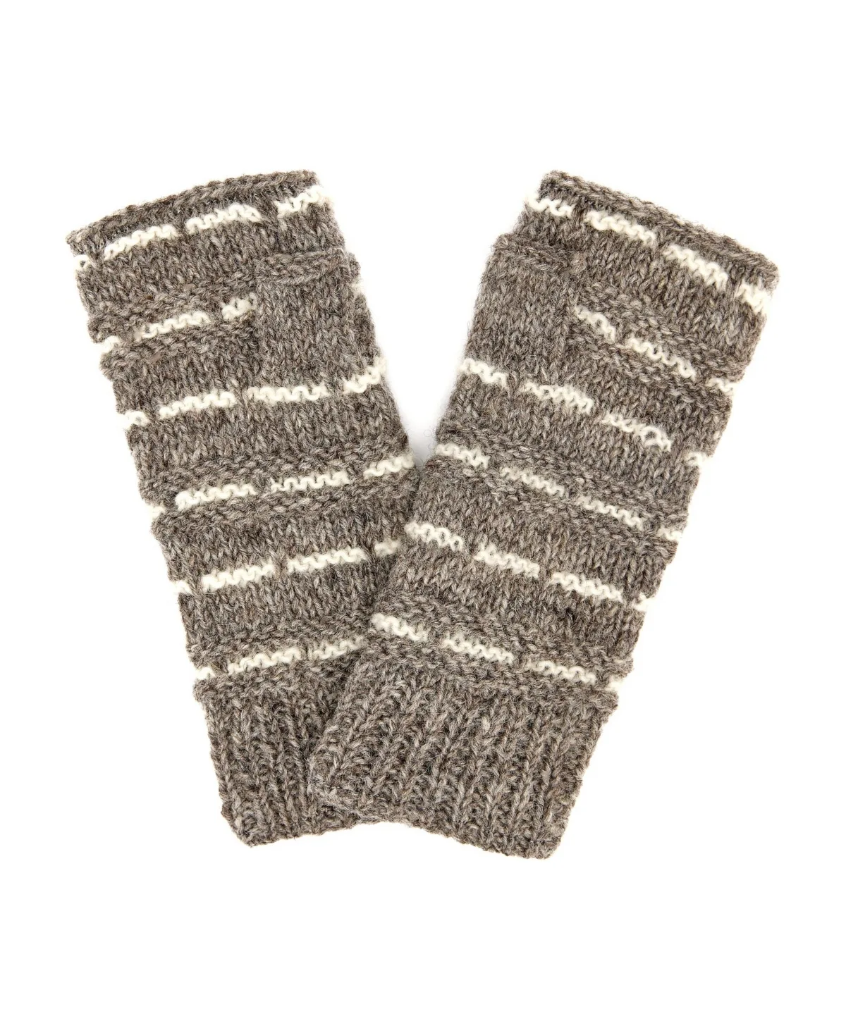 Adirondack Artisan Hand-Knit Striped Fingerless Wool Mittens
