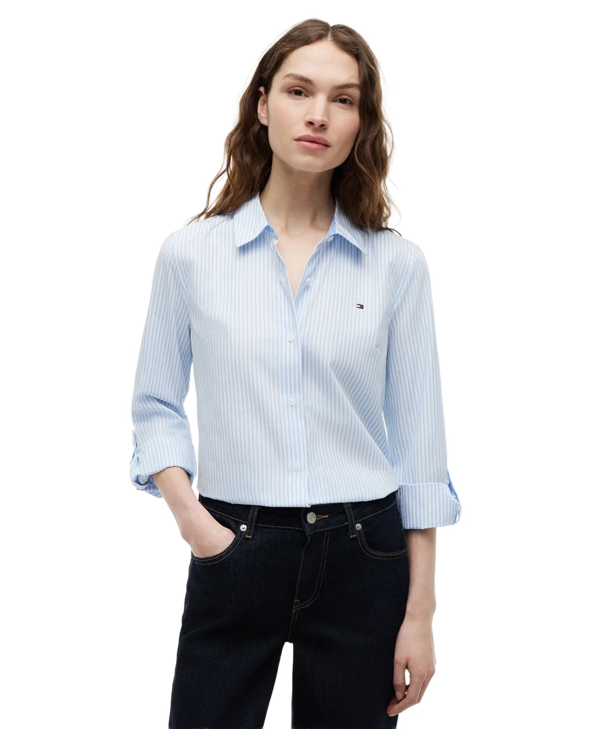 Classic Poplin Roll-Tab Long-Sleeve Shirt by Tommy Hilfiger