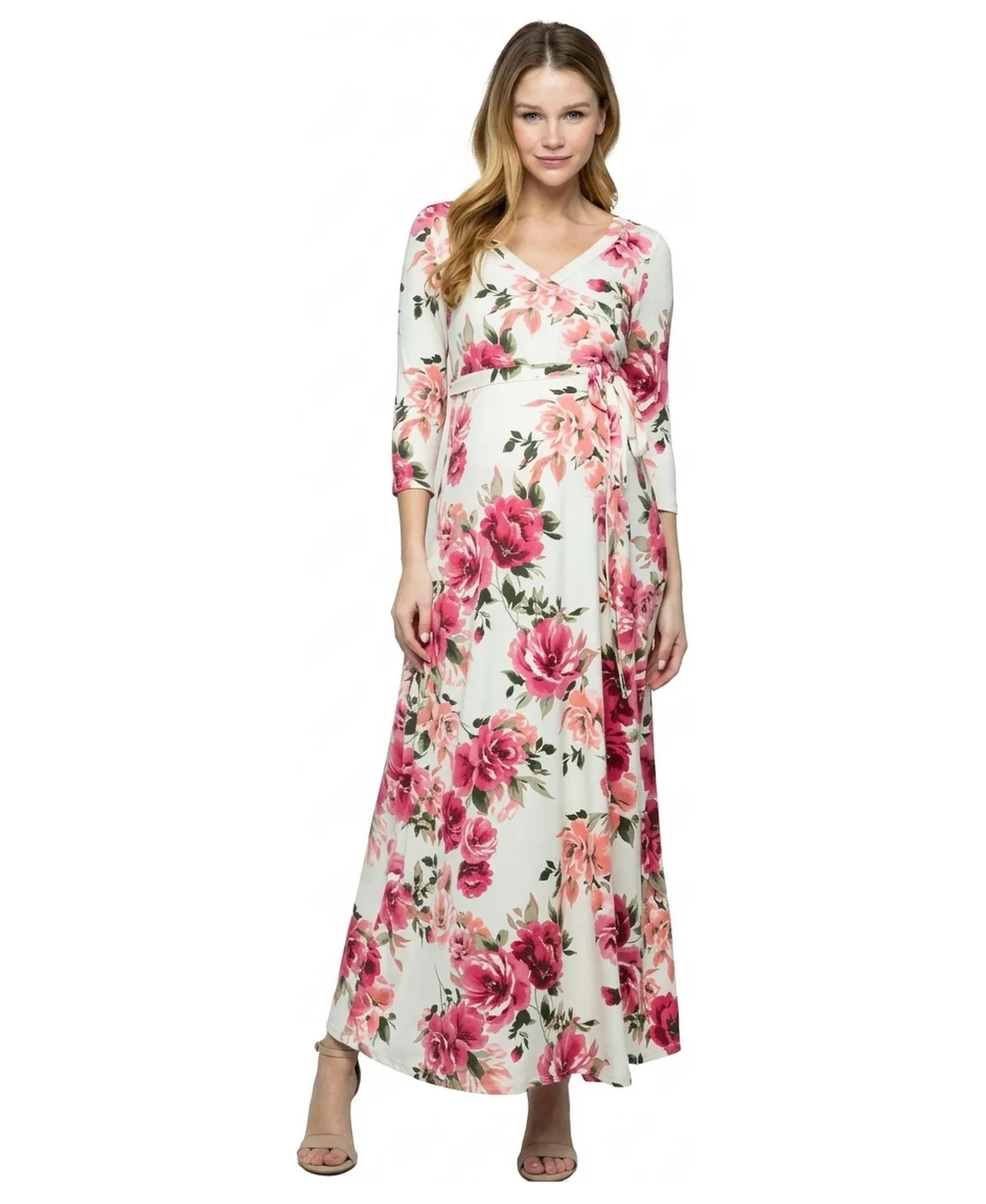 Maternity Floral V-Neck Maxi Dress by Hello Miz