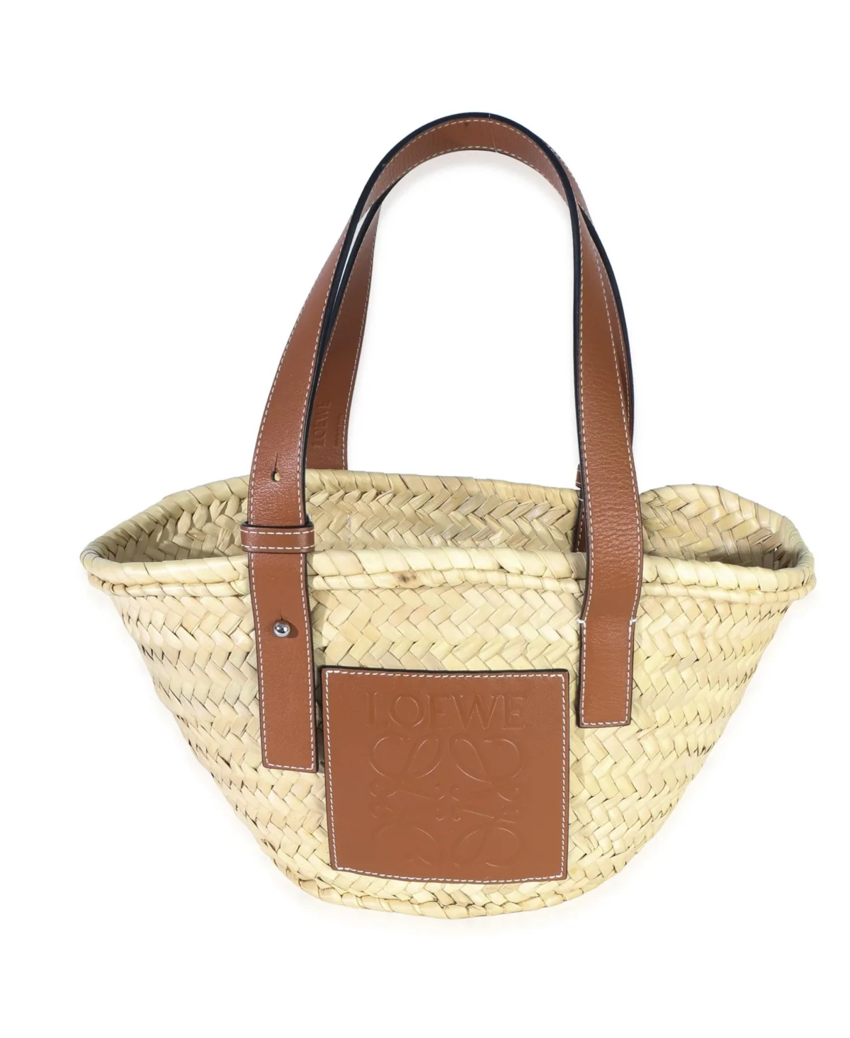 Pre-Owned Loewe Natural Tan Raffia Small Basket Bag
