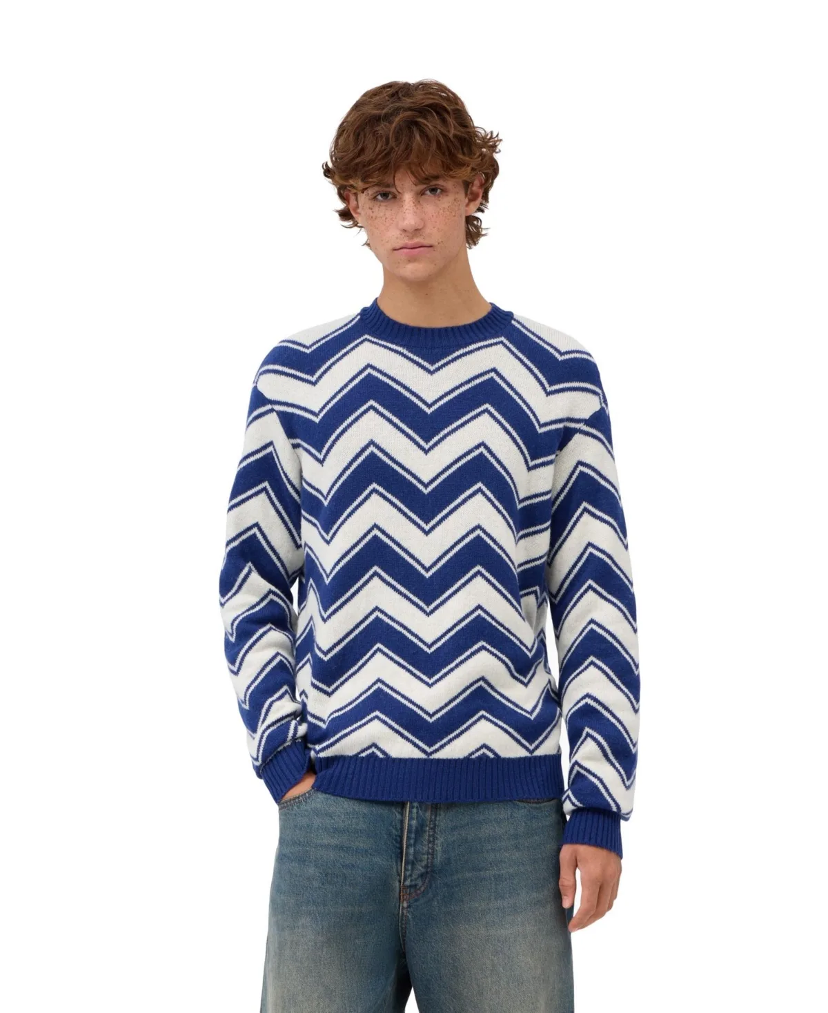 A - x Armani Exchange Wool-Blend Chevron Crewneck Sweater by Armani