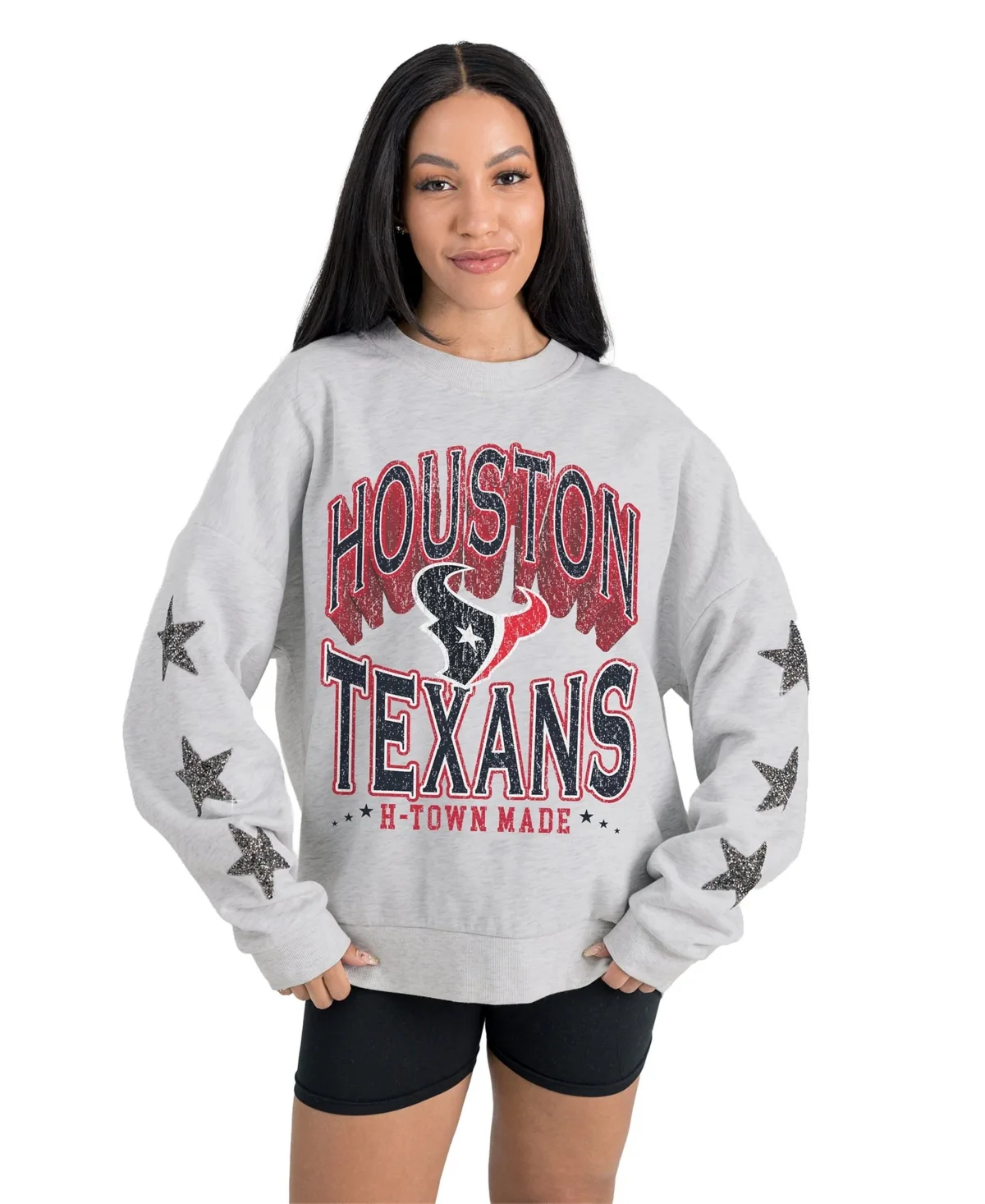 Houston Texans Resilience Relaxed Rhinestone Pullover Sweatshirt