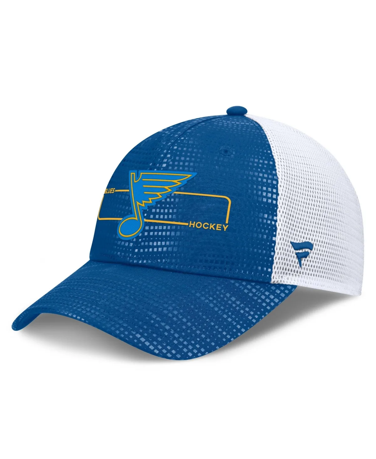 St. Louis Blues Authentic Pro Rink Boxed Logo Trucker Hat by Fanatics