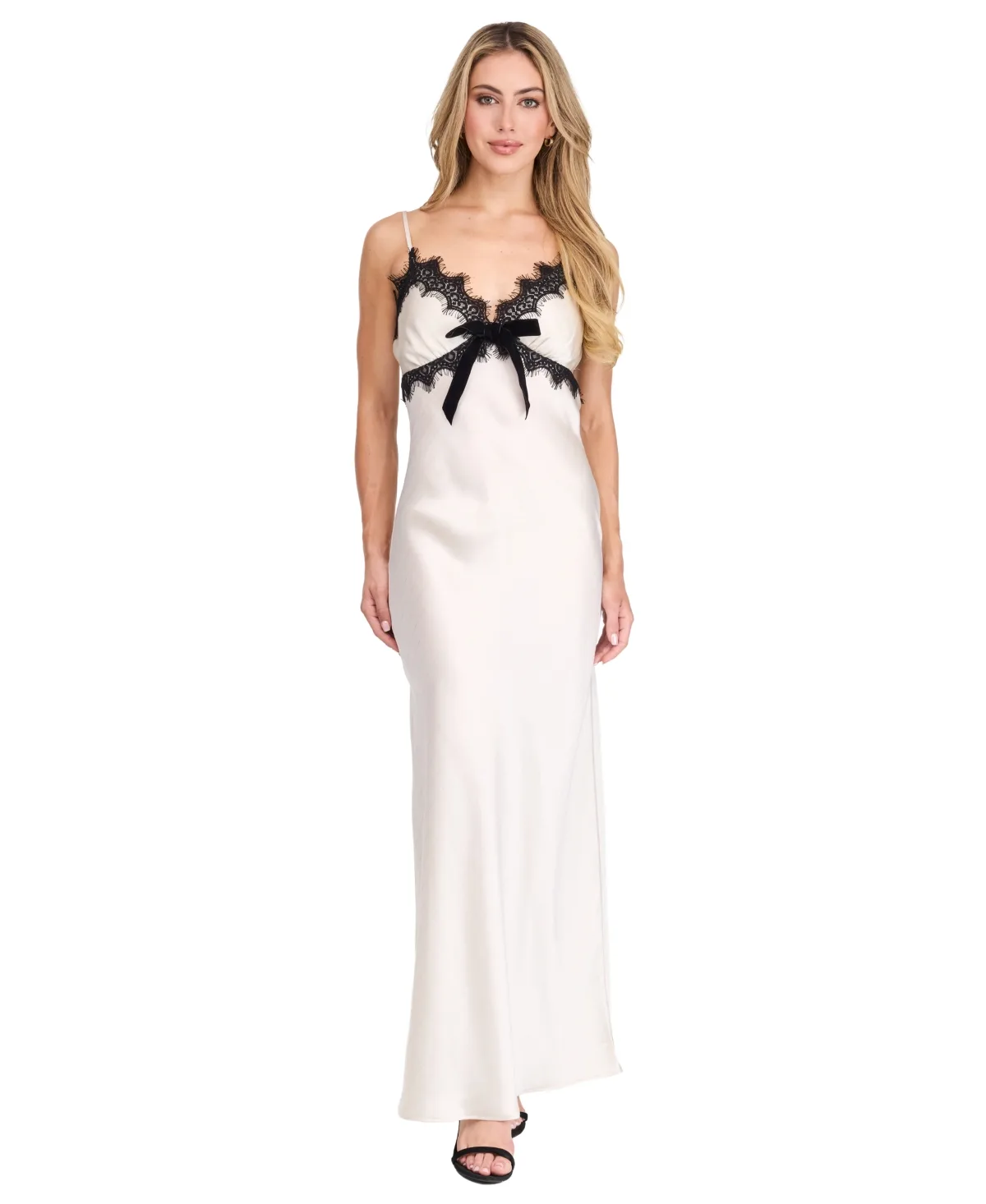 Elizabeth Satin Lace Maxi Slip Dress by Kittenish