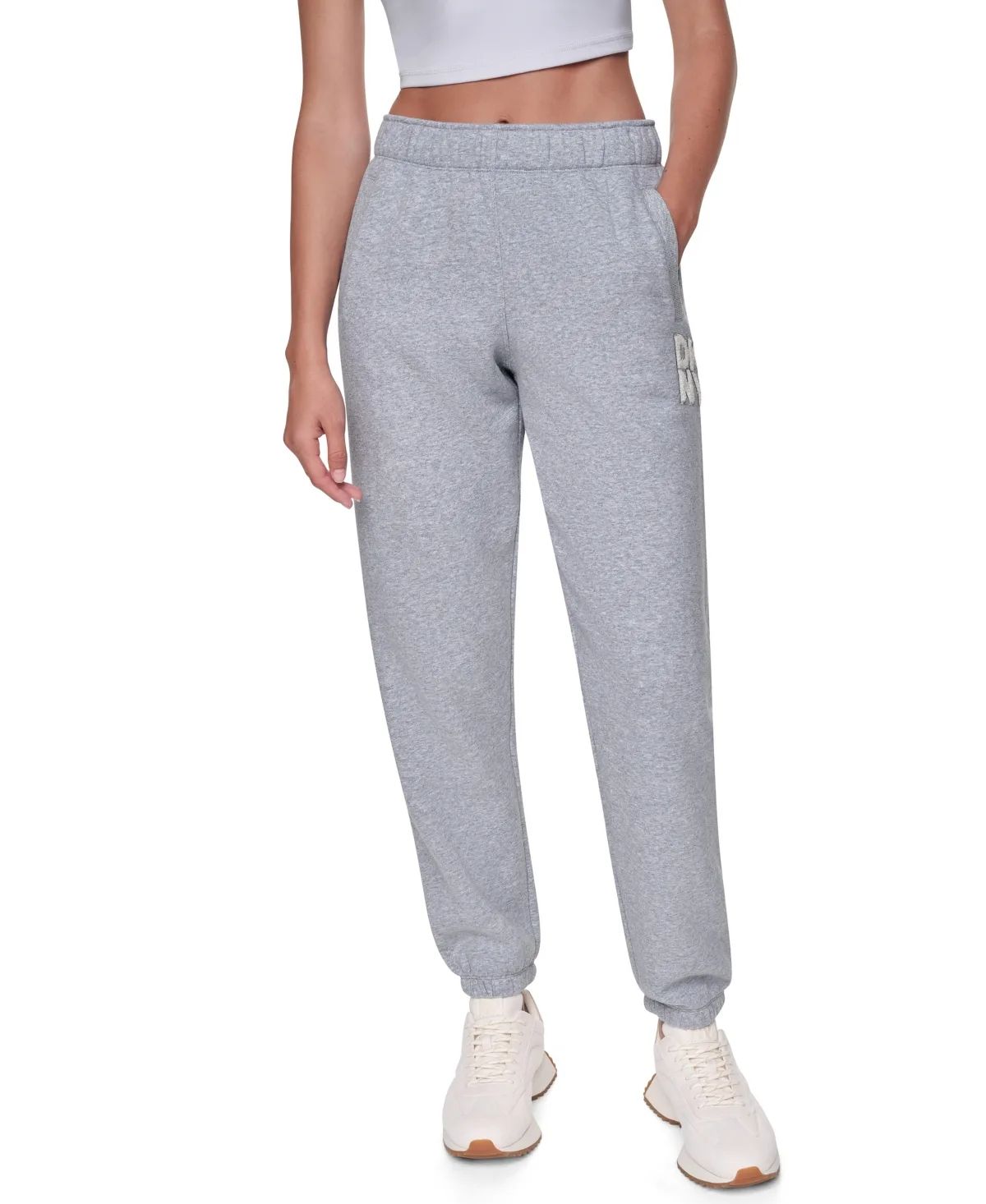 Sport Chenille Applique Logo Mid Rise Joggers by DKNY