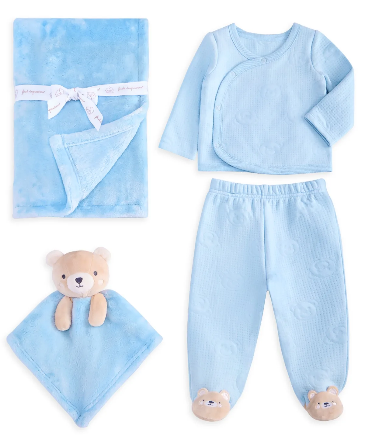 Bear Long-Sleeve Top, Pants, Blanket and Security Blanket, 4-Piece Set by First Impressions