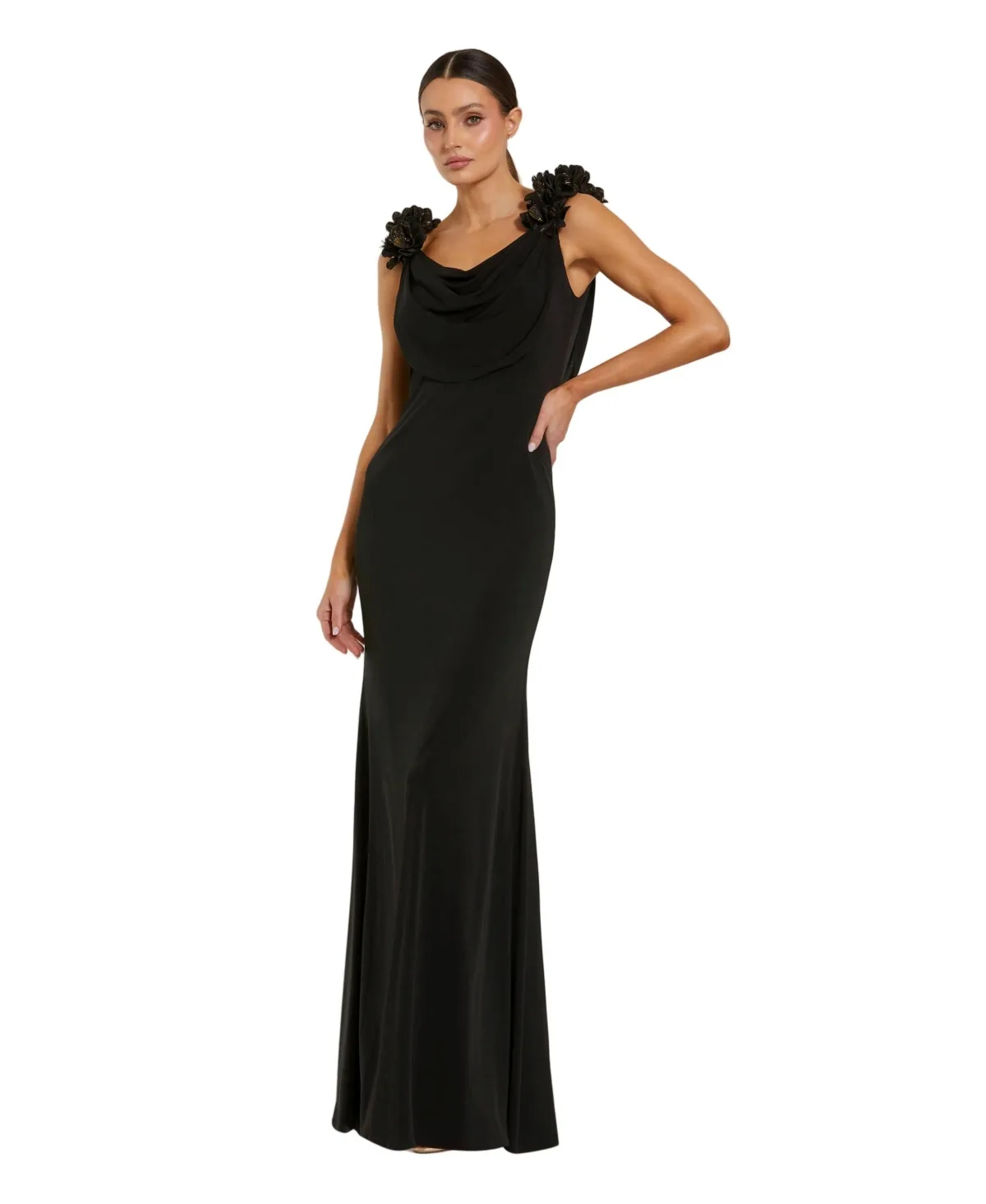 One-Shoulder Mermaid 3D-Flower Gown by M.A.C.
