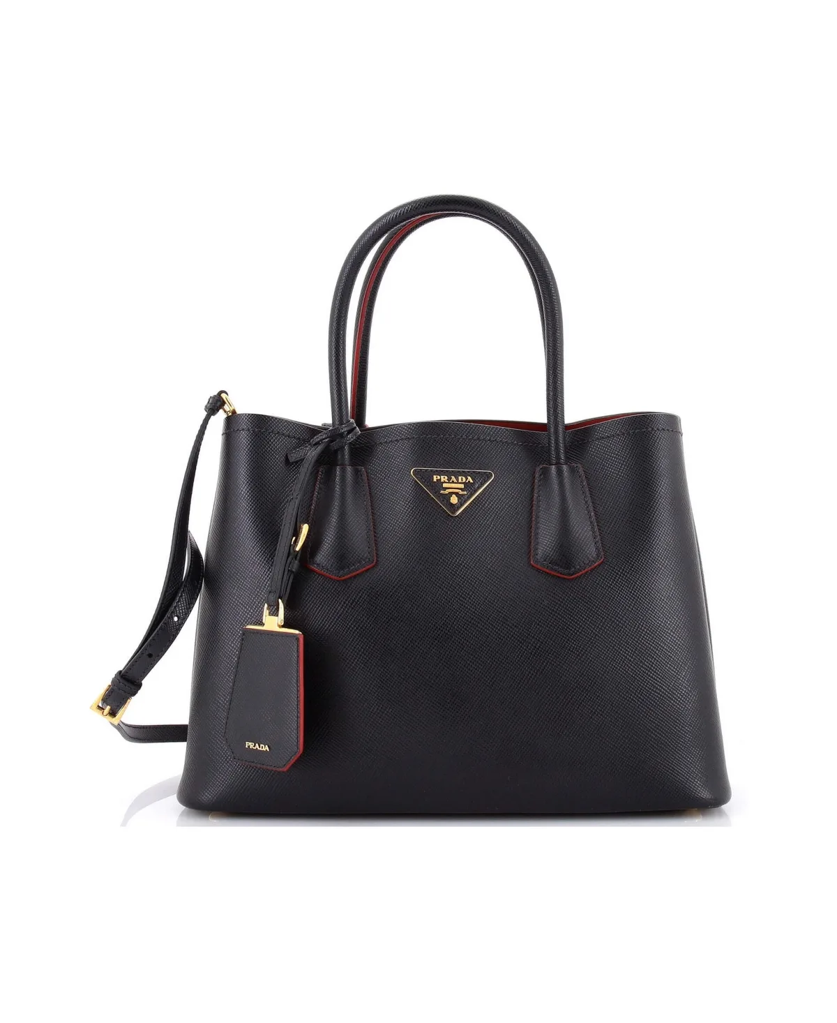 Pre-Owned Prada Small Cuir Double Tote Saffiano Leather by Prada