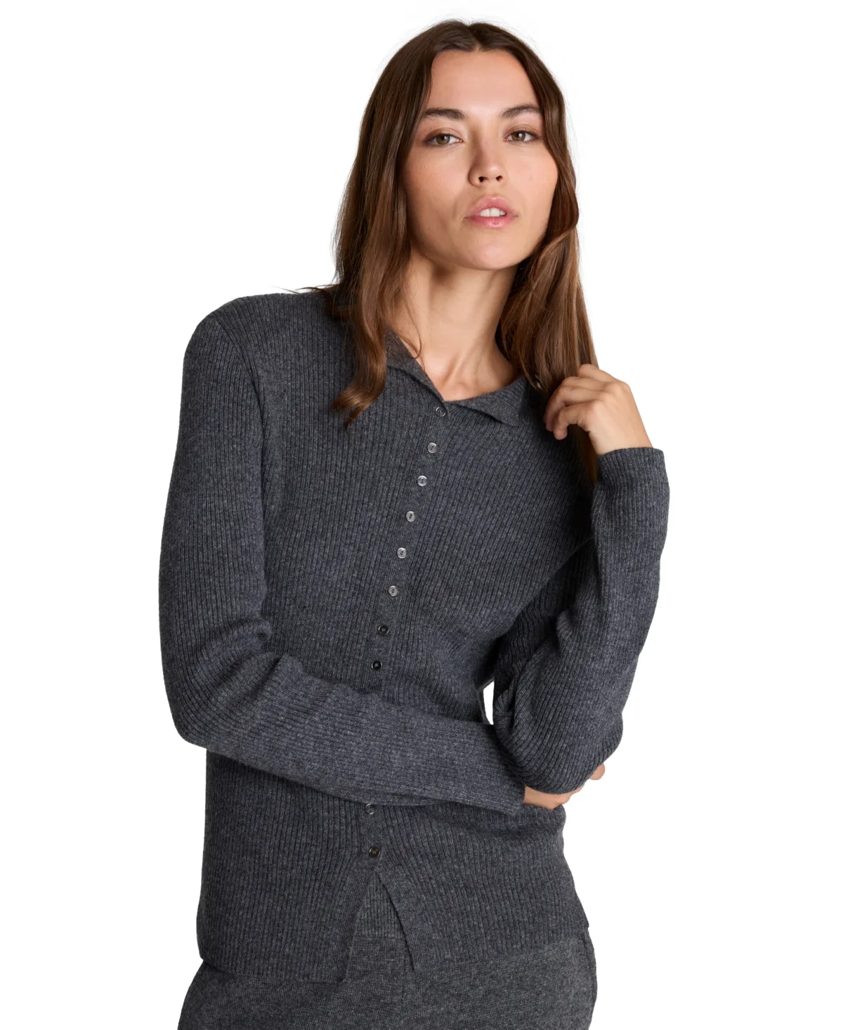 Ribbed Funnel Neck Long-Sleeve Sweater by Kenneth Cole