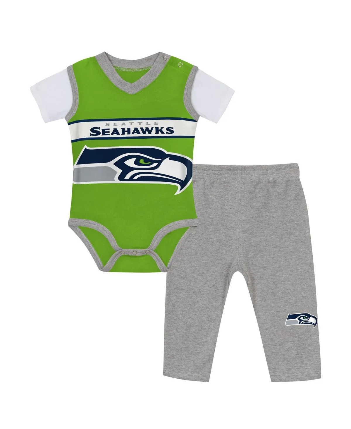 Seattle Seahawks Short-Sleeve Elastic-Waist Bodysuit and Pants, 2-Piece Set by Outerstuff