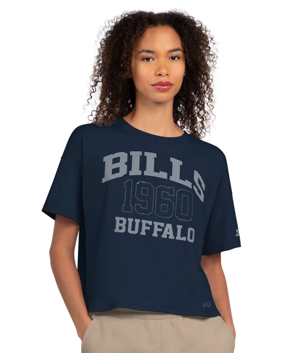 Buffalo Bills Rhinestone Boxy Cropped T-Shirt
