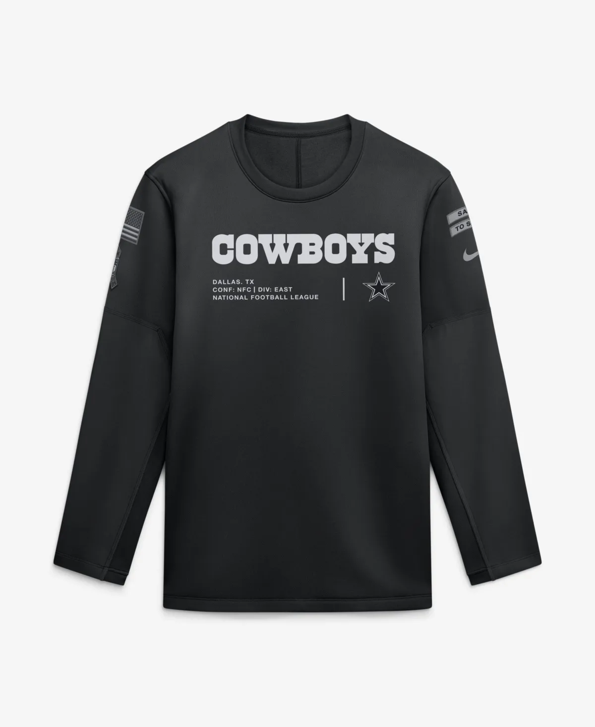 Dallas Cowboys 2026 Salute to Service Sideline Coaches Crewneck Therma-Fit Sweatshirt by Nike