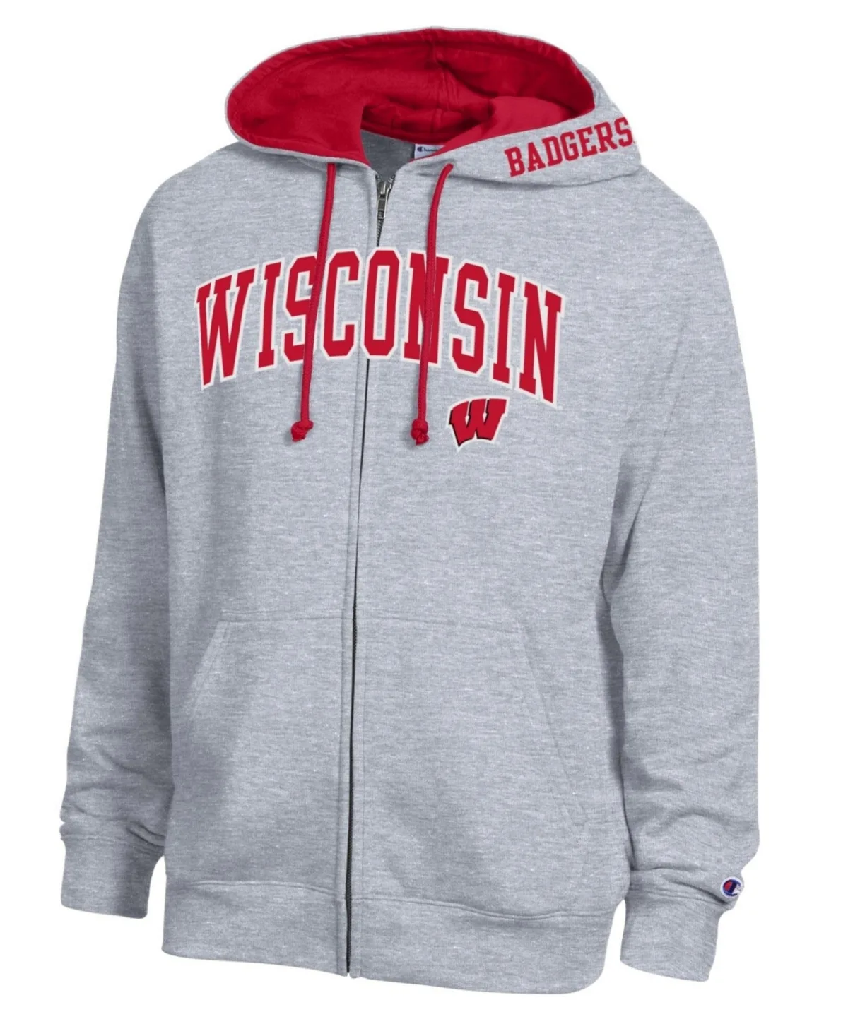 Wisconsin Badgers Arch Logo Full-Zip Fleece Hoodie by Champion