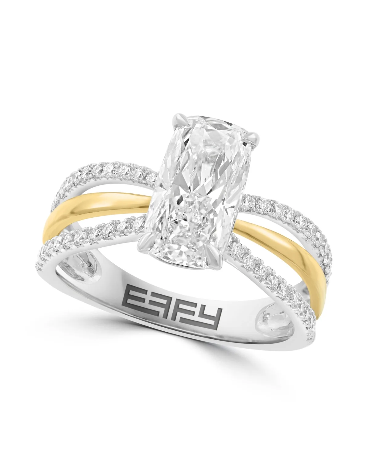 Effy Certified Cushion Lab Grown Diamond Ring (2-1/3 ct. t.w.) in 14K Two Toned Gold