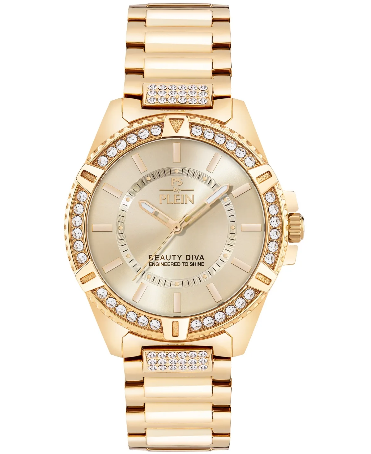 Beauty Diva Quartz Round Ip Yellow Gold Case Watch 40mm by Plein Sport