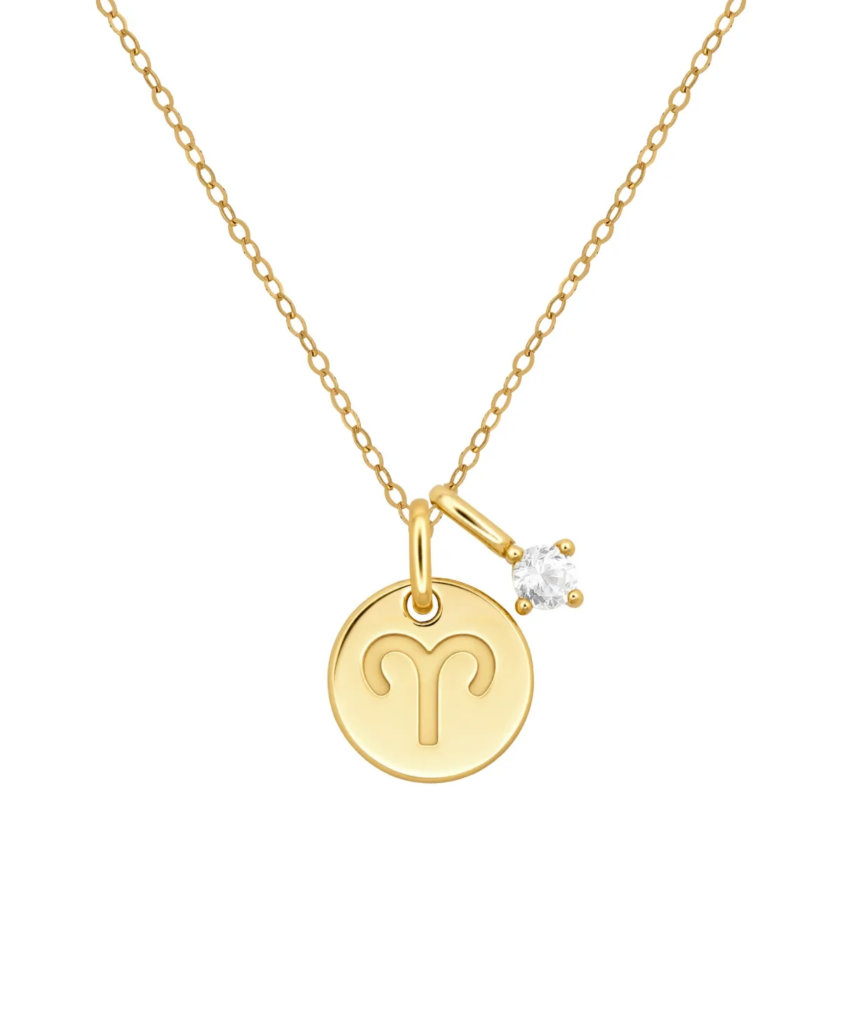 White Sapphire Aries Zodiac Pendant Necklace (1/3 ct. t.w.) in 14k Yellow Gold by Macy's