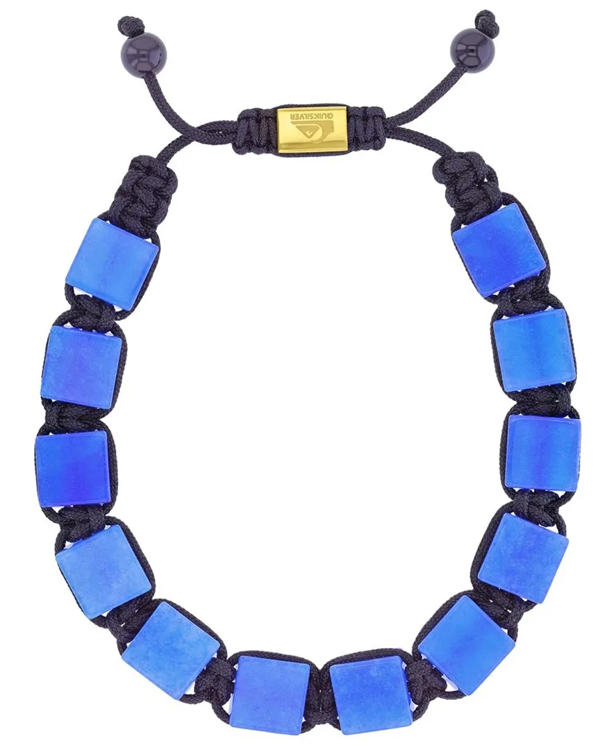 18k Gold-Plated Steel Blue Tiger Eye Adjustable Bracelet