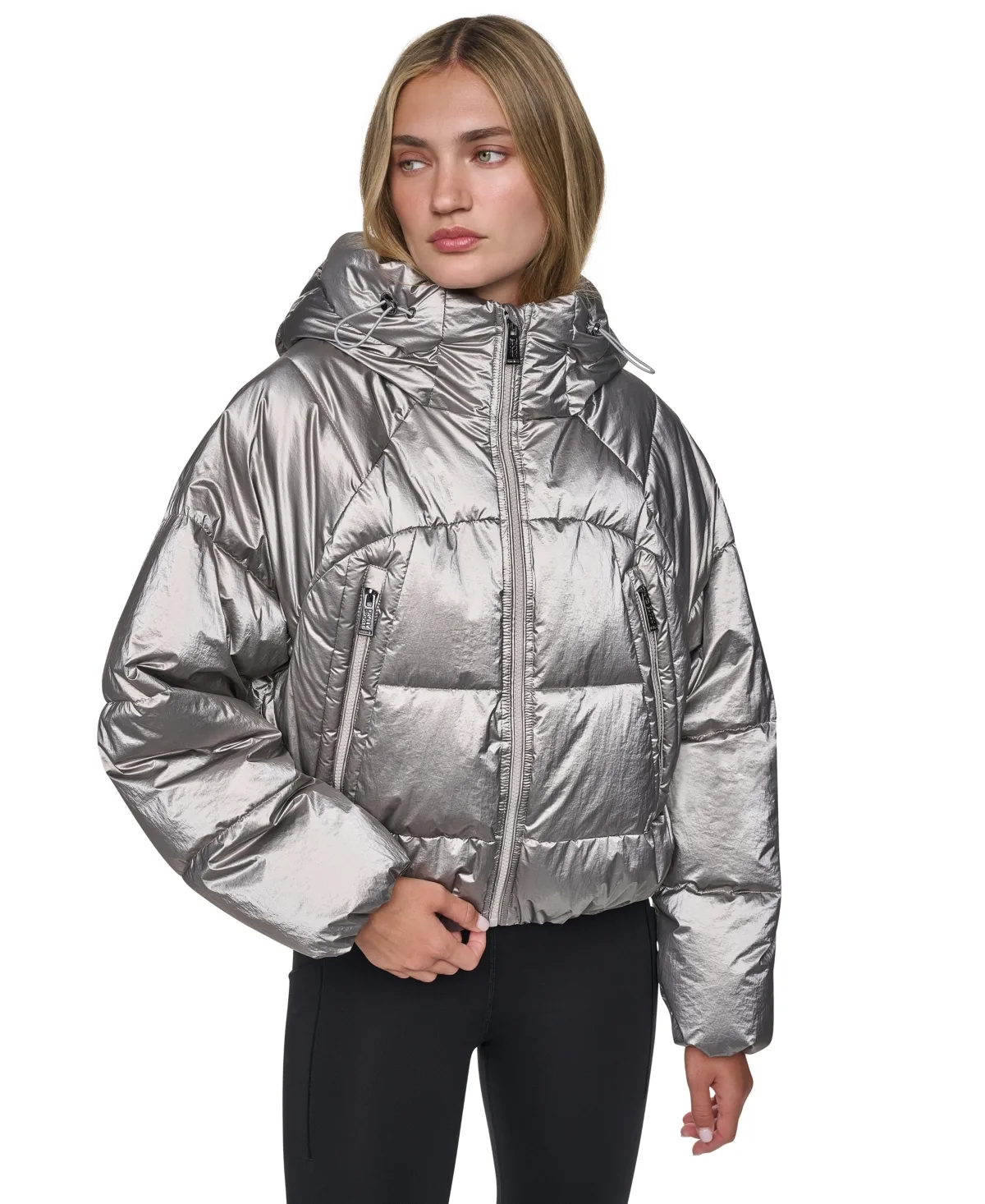 Sport Hooded Short Puffer Jacket by DKNY